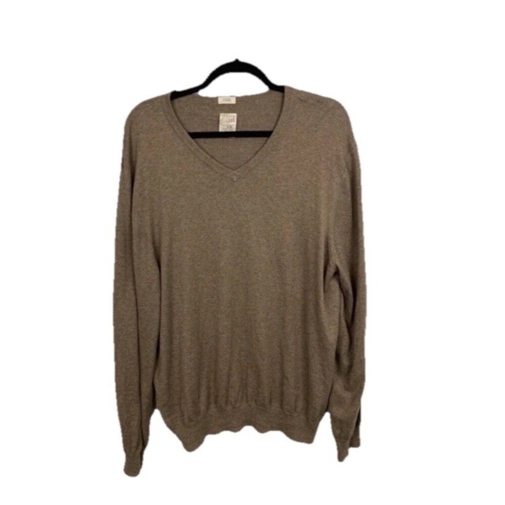 Article 365 Mens Size XL V-Neck Pullover Cashmere Blend Knit Brown Sweater